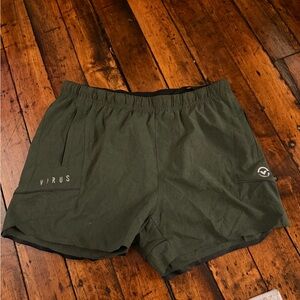 Virus Men's Olive Athletic Shorts